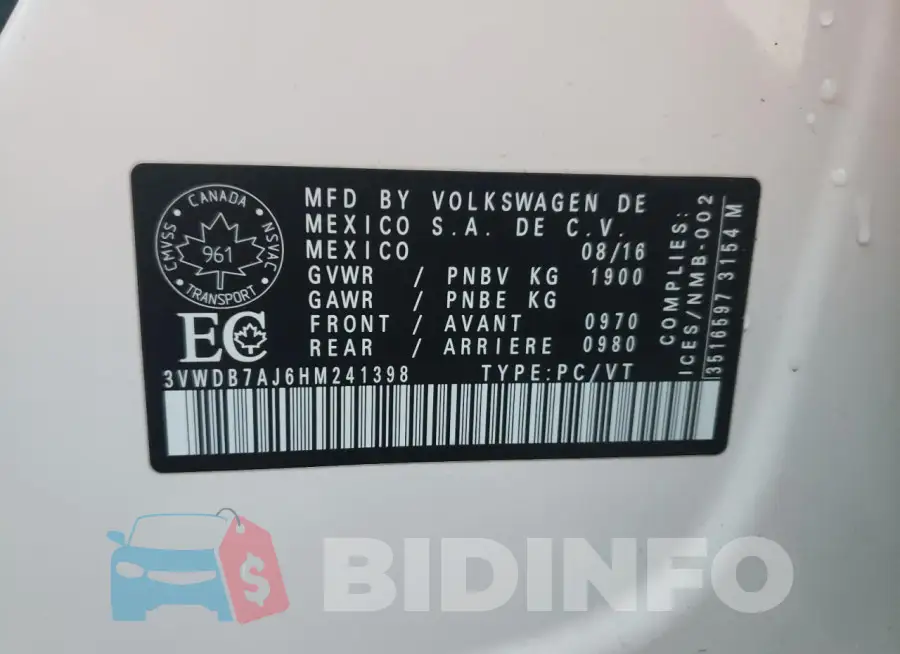 3VWDB7AJ6HM241398 Photo# 13