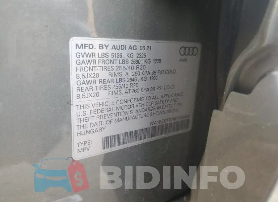 WA1EECF37M1152426 Photo# 13