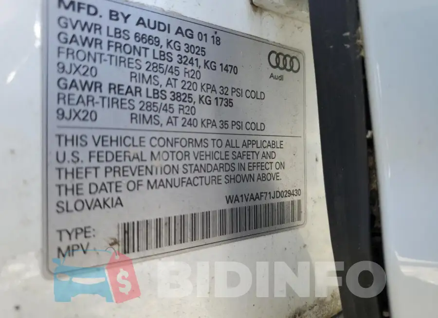 WA1VAAF71JD029430 Photo# 13