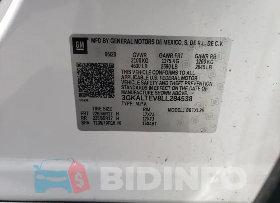 3GKALTEV8LL284538 Photo# 13