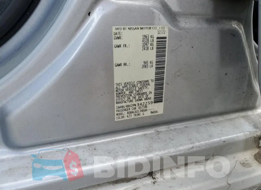 1N4BL4BV2PN342259 Photo# 12
