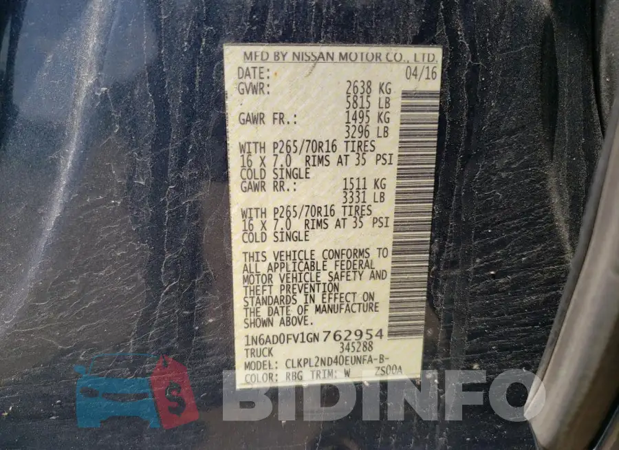 1N6AD0FV1GN762954 Photo# 12