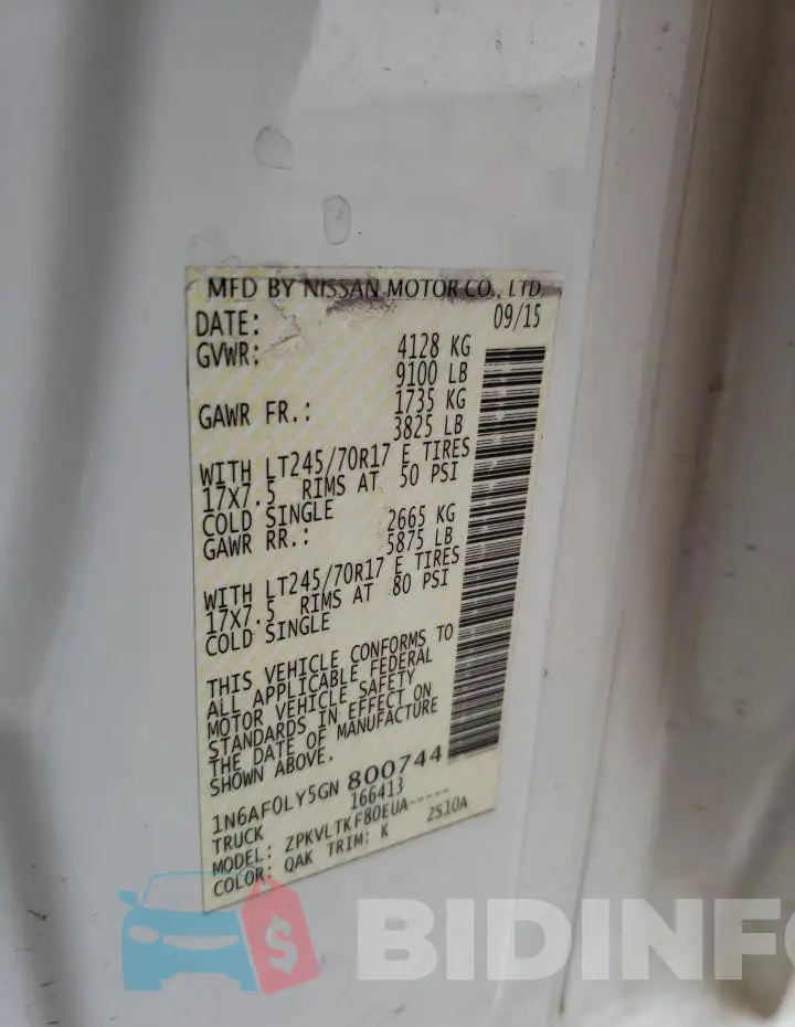 1N6AF0LY5GN800744 Photo# 13