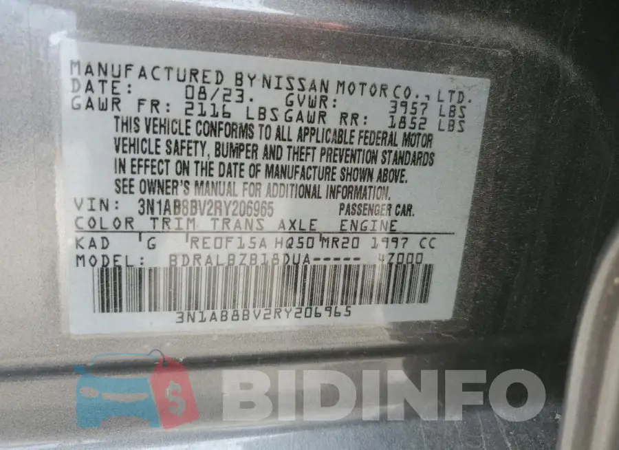 3N1AB8BV2RY206965 Photo# 13