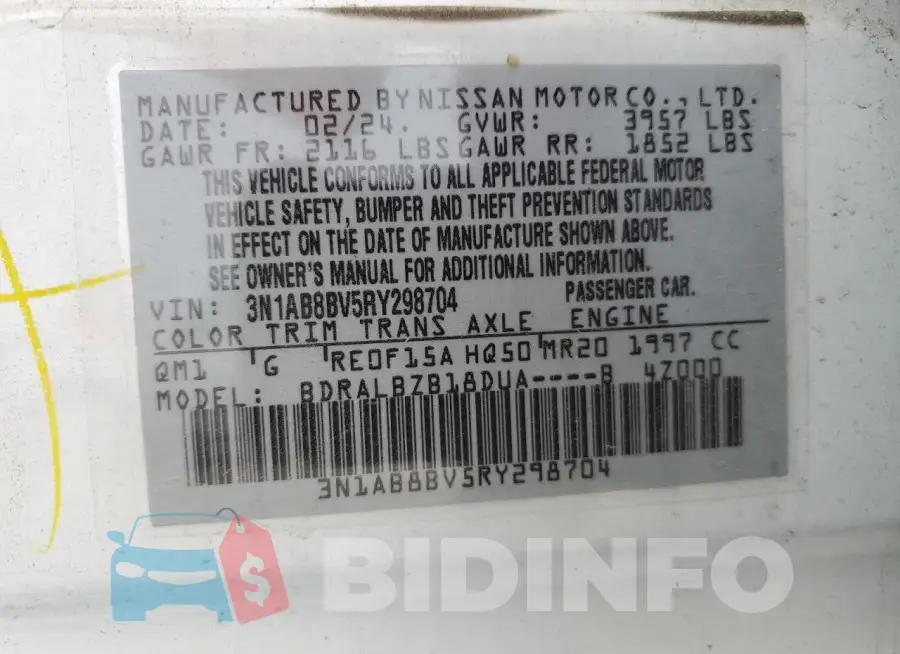 3N1AB8BV5RY298704 Photo# 12