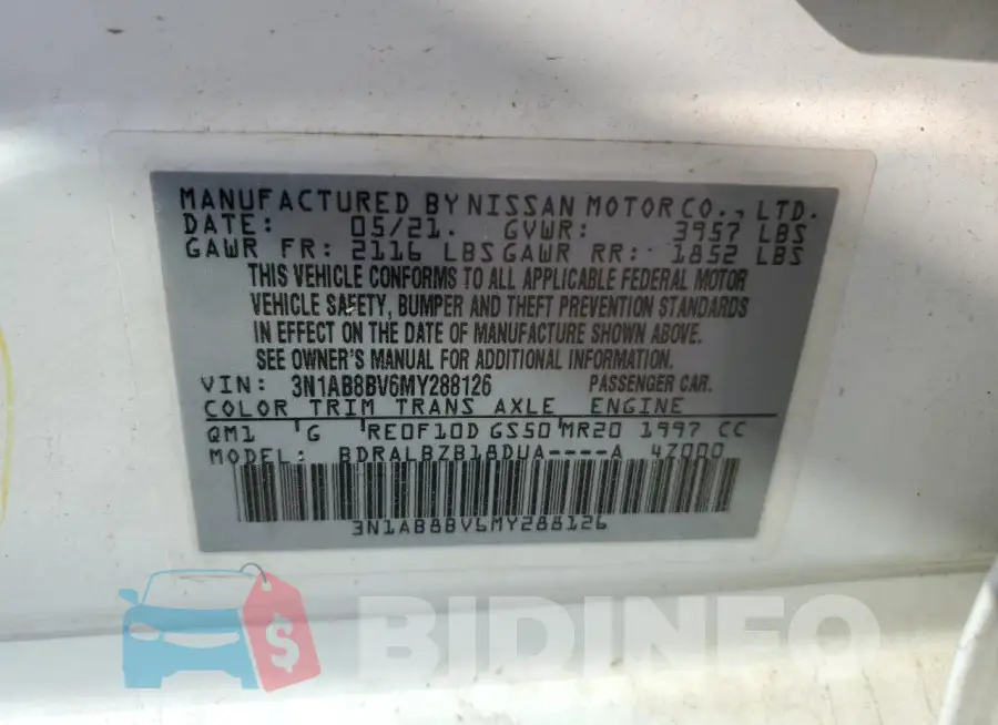 3N1AB8BV6MY288126 Photo# 13