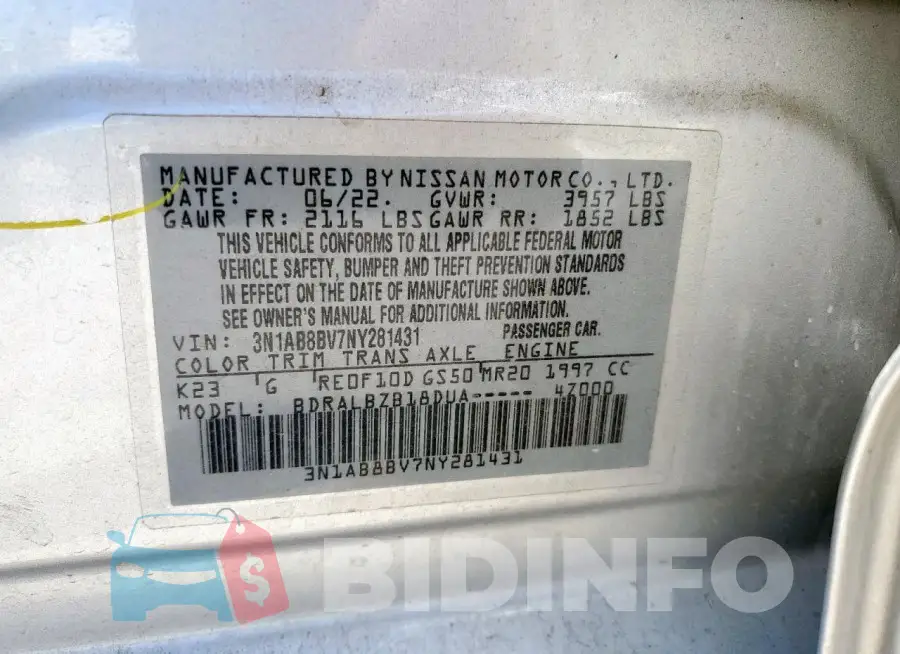 3N1AB8BV7NY281431 Photo# 13