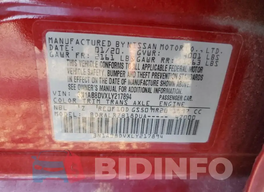 3N1AB8DVXLY217894 Photo# 12