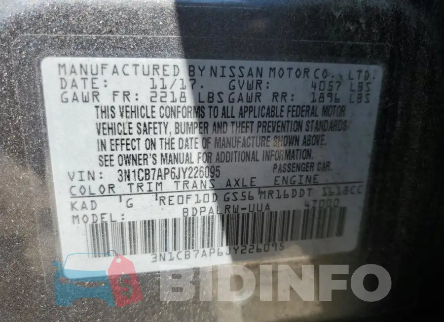 3N1CB7AP6JY226095 Photo# 12