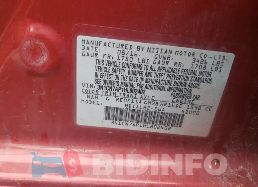 3N1CN7AP1HL802402 Photo# 13