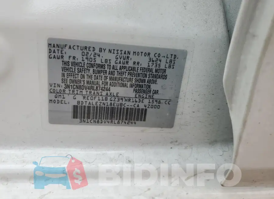 3N1CN8DV4RL874244 Photo# 13