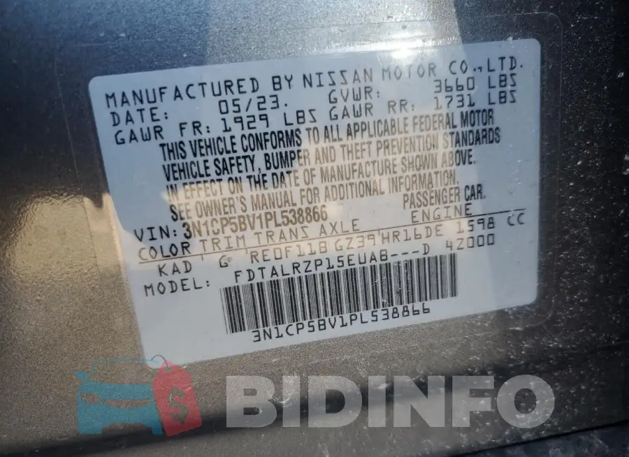 3N1CP5BV1PL538866 Photo# 13