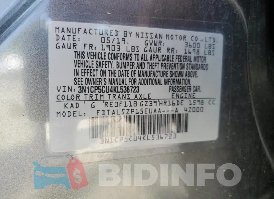 3N1CP5CU4KL536723 Photo# 13