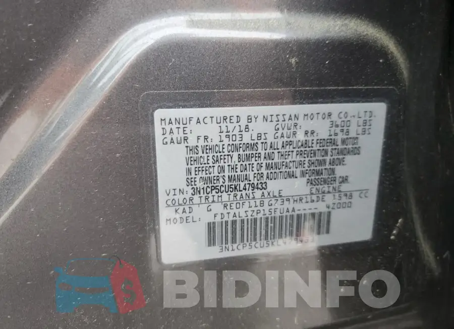 3N1CP5CU5KL479433 Photo# 12