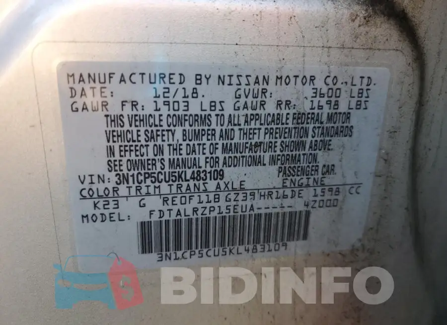 3N1CP5CU5KL483109 Photo# 14