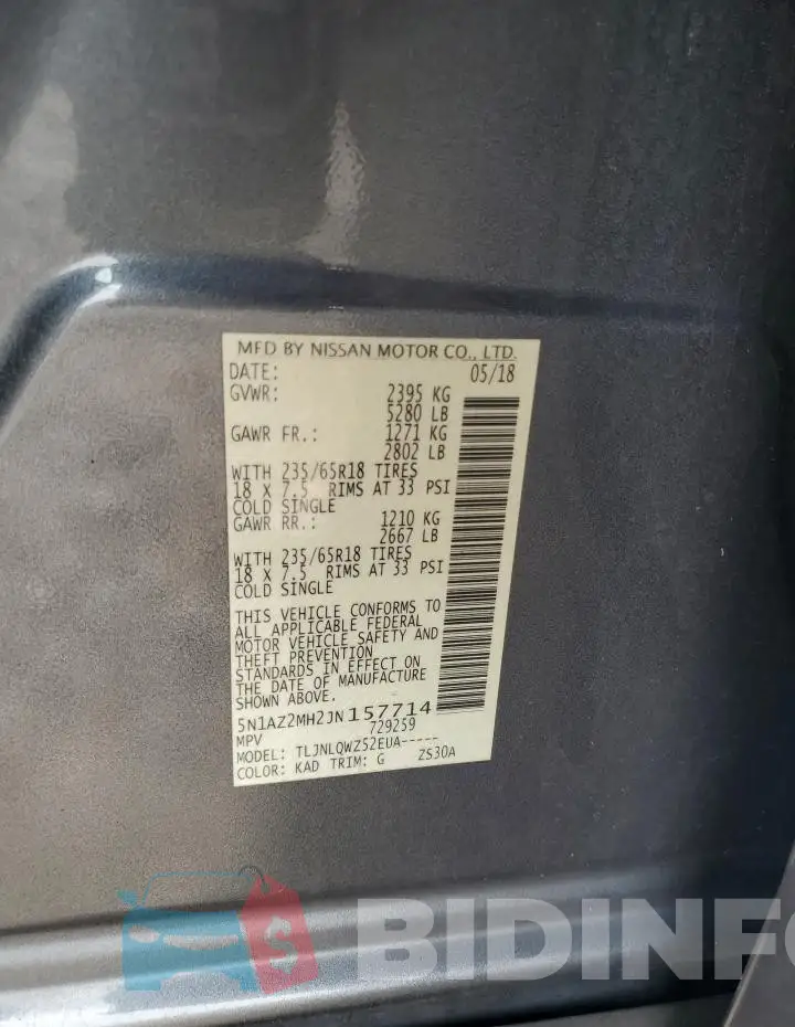 5N1AZ2MH2JN157714 Photo# 12