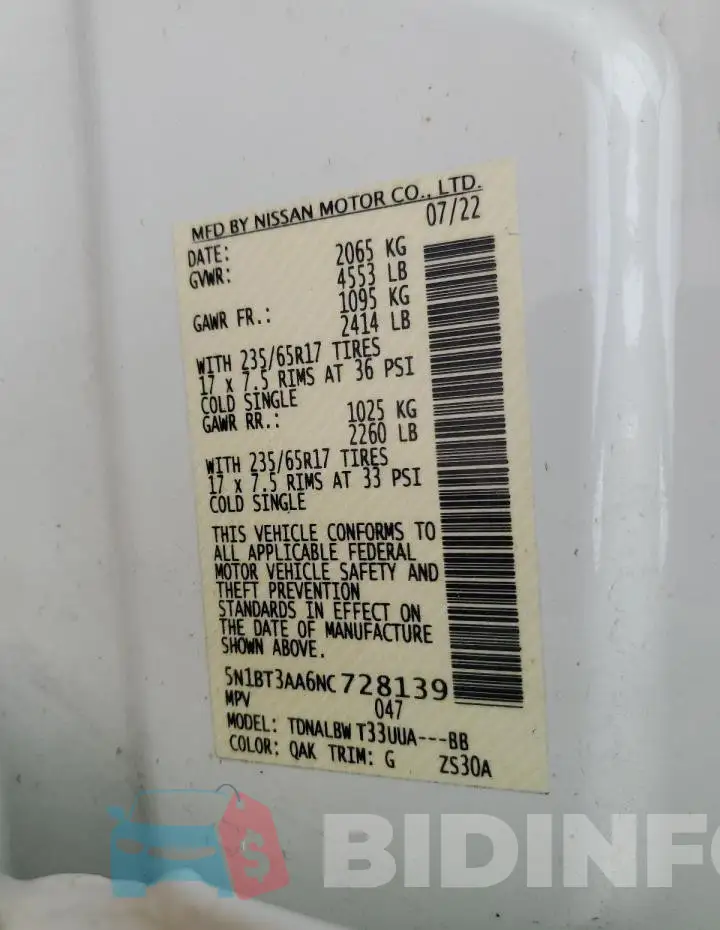 5N1BT3AA6NC728139 Photo# 14
