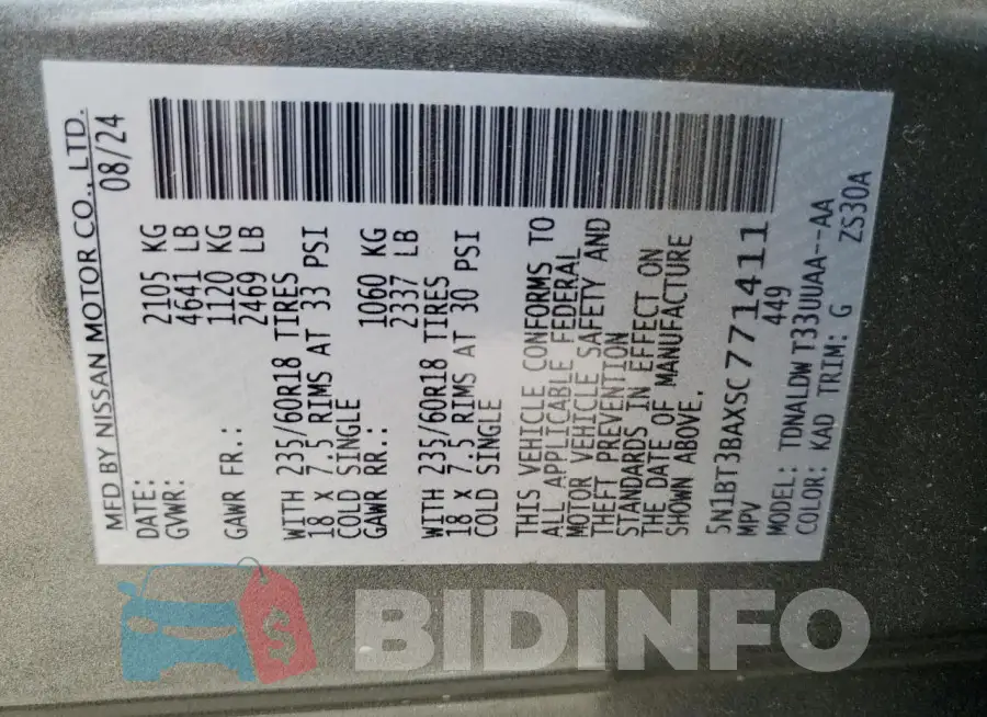 5N1BT3BAXSC771411 Photo# 13
