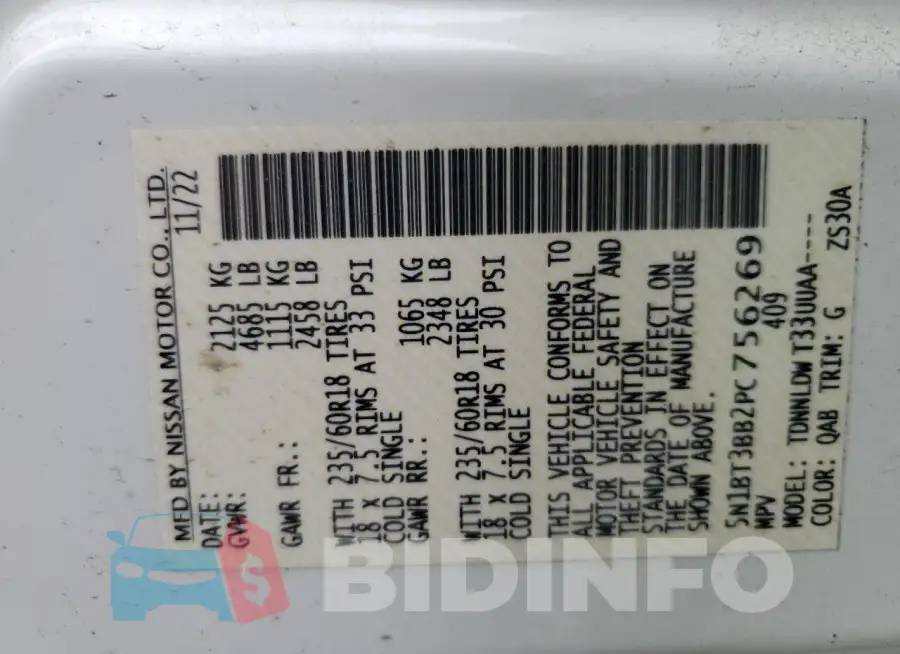 5N1BT3BB2PC756269 Photo# 13