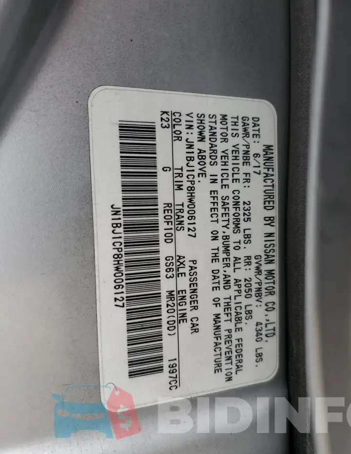 JN1BJ1CP8HW006127 Photo# 14