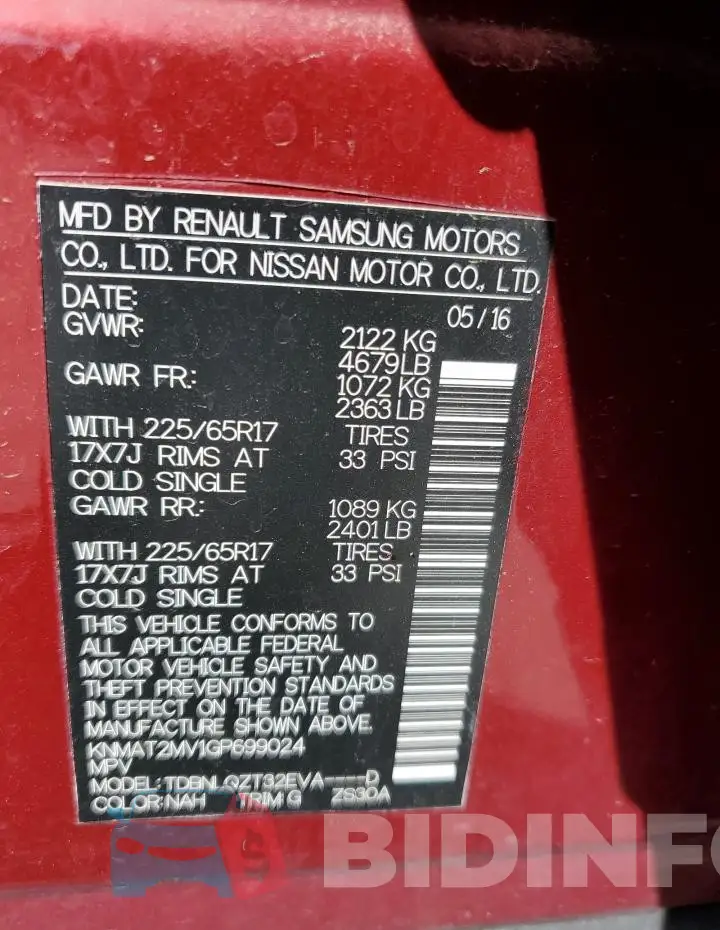 KNMAT2MV1GP699024 Photo# 13