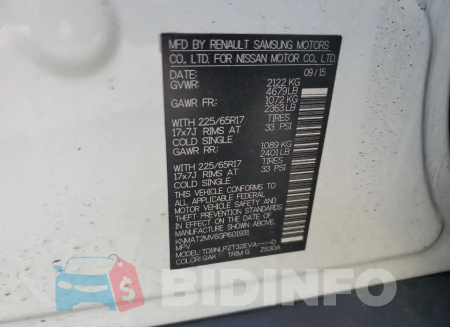 KNMAT2MV6GP601931 Photo# 14