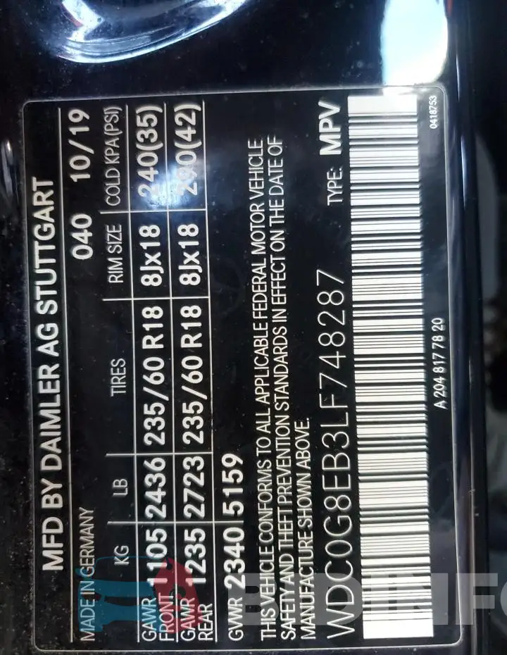 WDC0G8EB3LF748287 Photo# 13