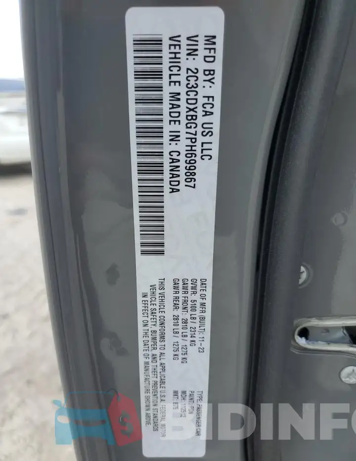 2C3CDXBG7PH699867 Photo# 13