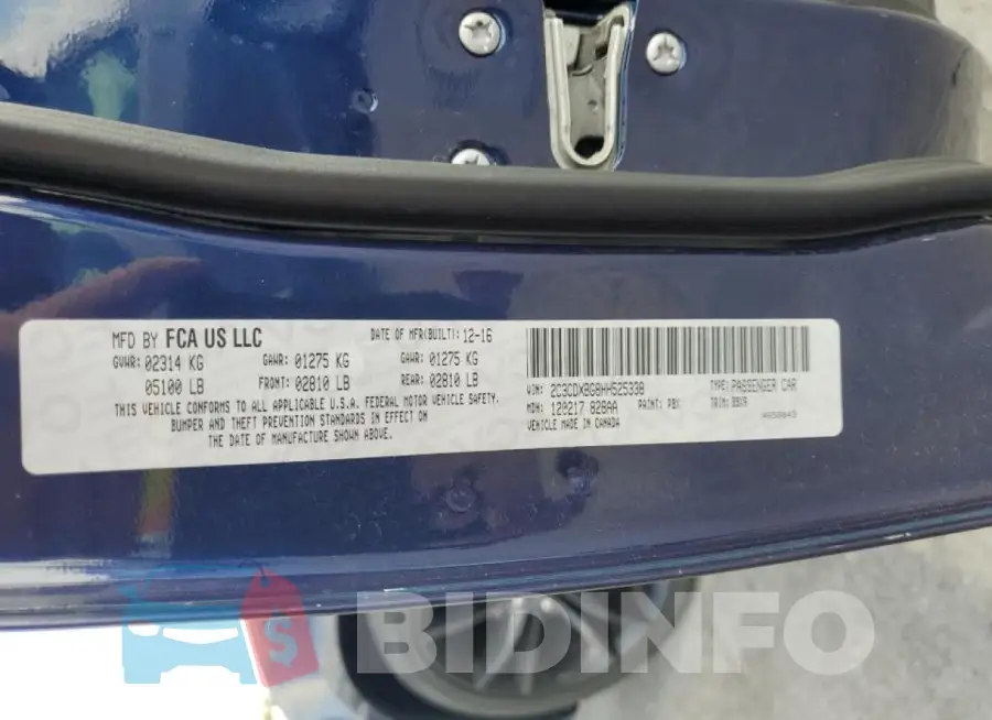 2C3CDXBG8HH525338 Photo# 12