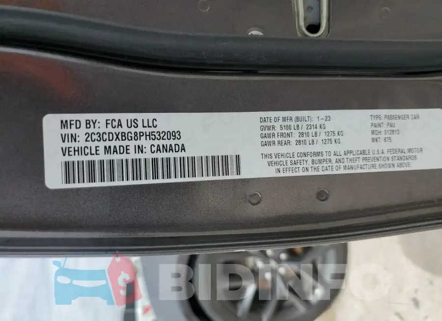 2C3CDXBG8PH532093 Photo# 12