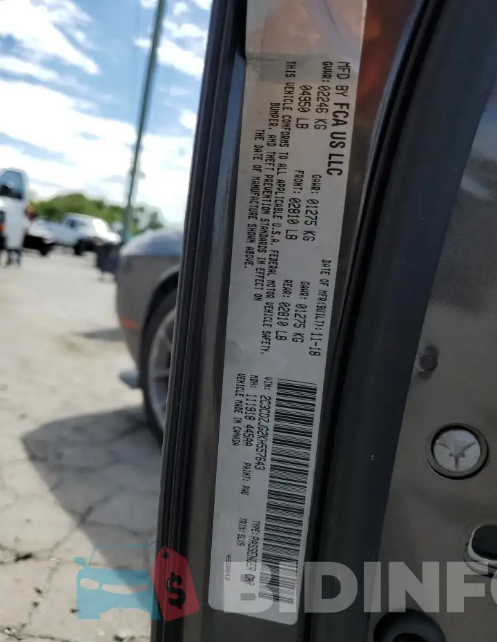 2C3CDZJG2KH557643 Photo# 12