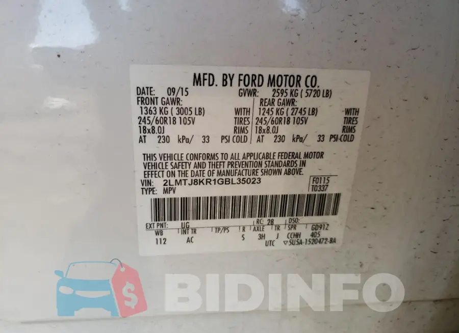 2LMTJ8KR1GBL35023 Photo# 14