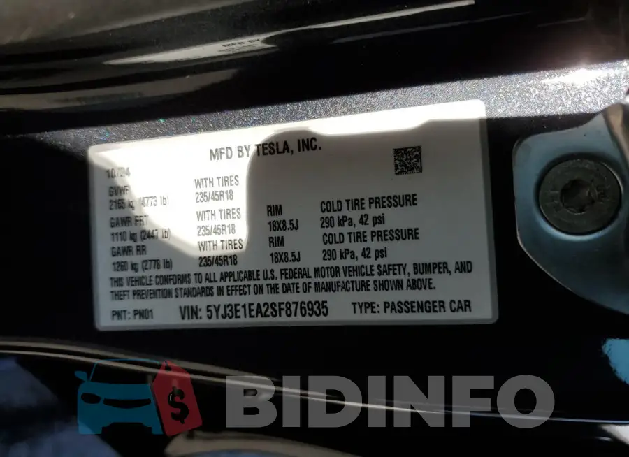 5YJ3E1EA2SF876935 Photo# 12