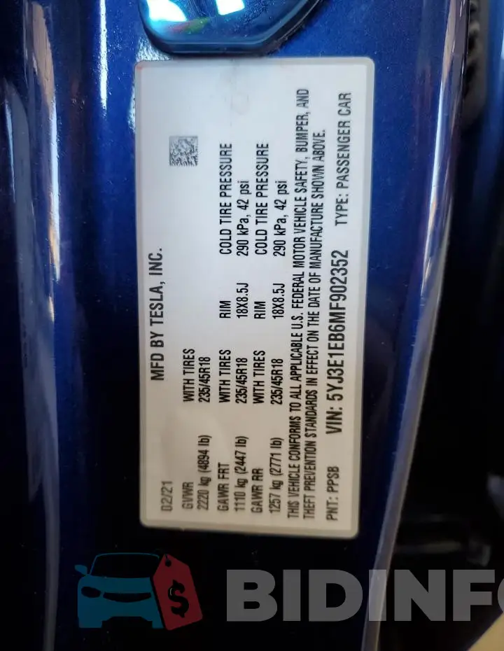5YJ3E1EB6MF902352 Photo# 12