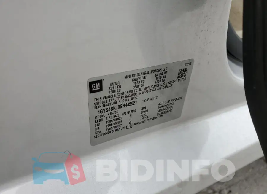 1GYS4BKJ0GR445921 Photo# 14