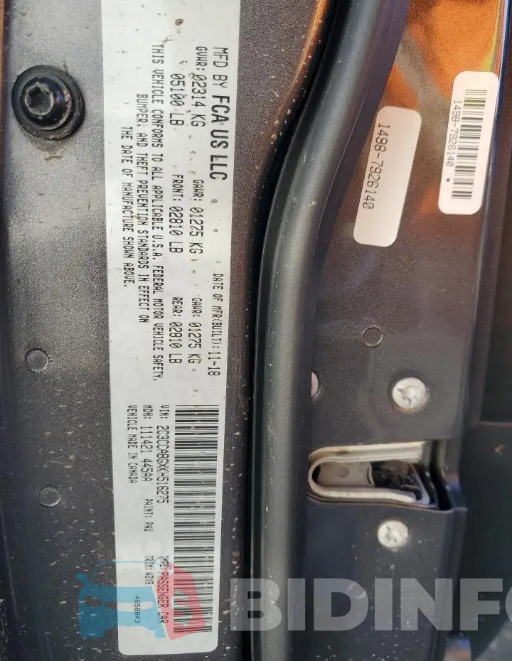 2C3CCABGXKH516275 Photo# 13