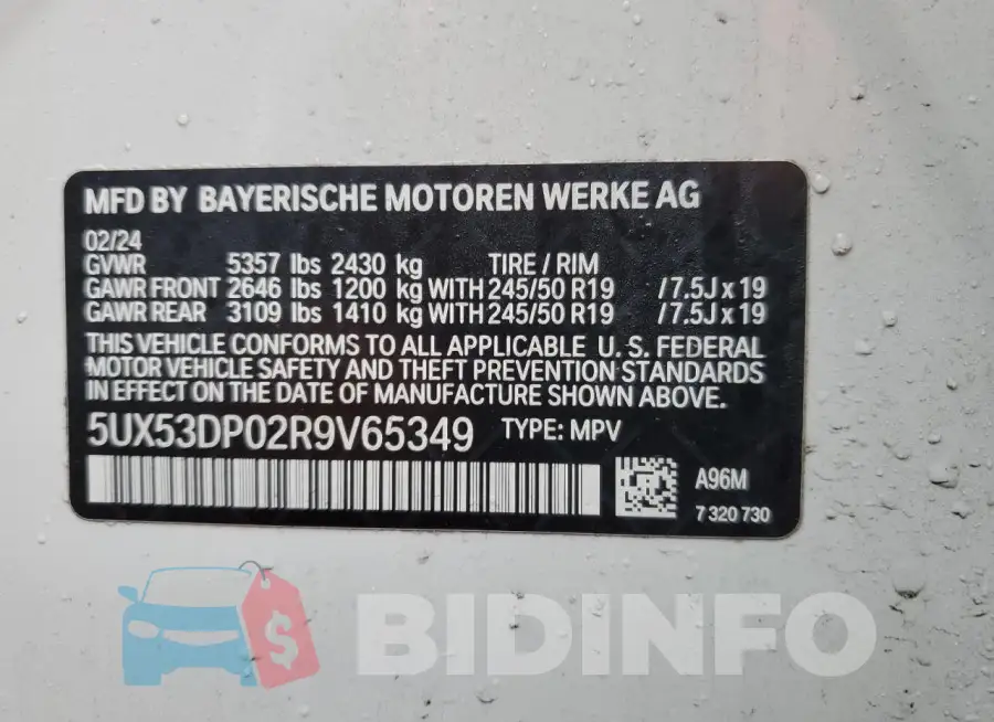 5UX53DP02R9V65349 Photo# 12