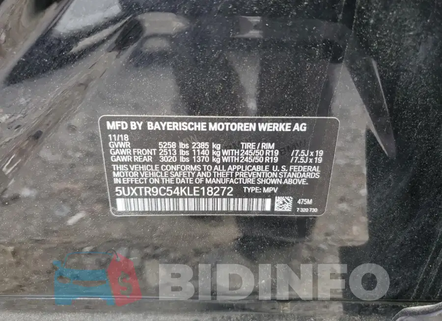 5UXTR9C54KLE18272 Photo# 13