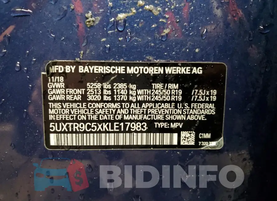 5UXTR9C5XKLE17983 Photo# 12