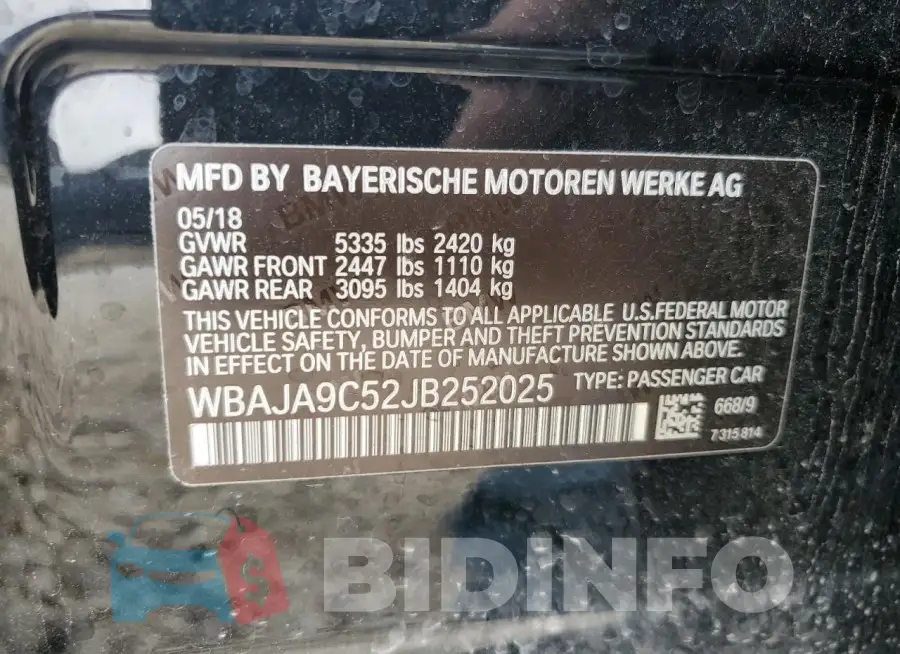 WBAJA9C52JB252025 Photo# 12