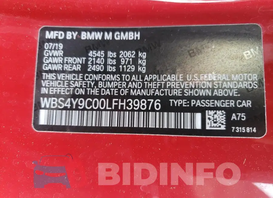 WBS4Y9C00LFH39876 Photo# 12