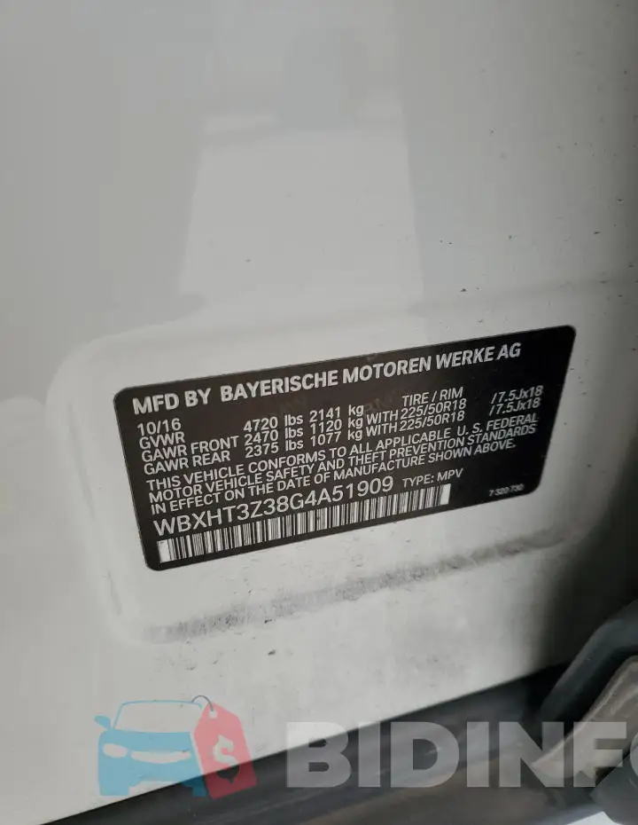 WBXHT3Z38G4A51909 Photo# 13