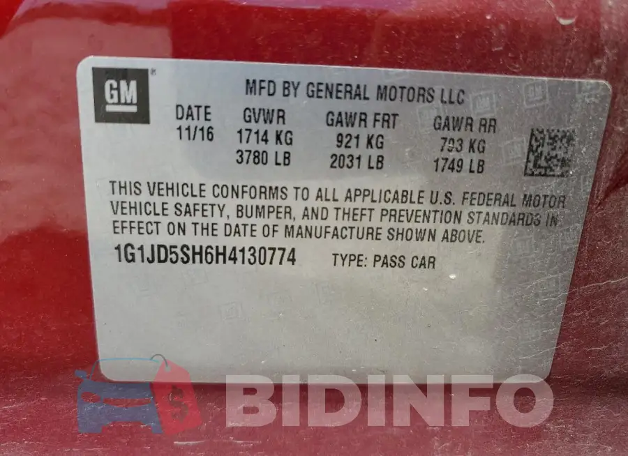 1G1JD5SH6H4130774 Photo# 12