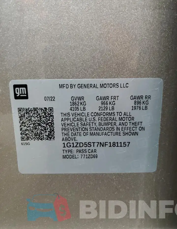 1G1ZD5ST7NF181157 Photo# 13