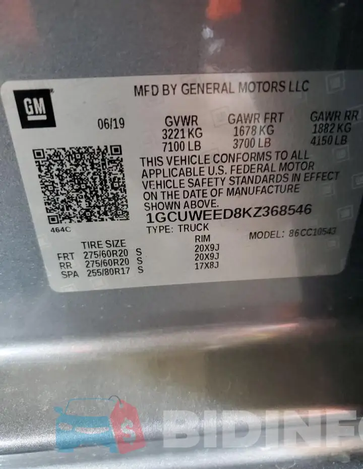 1GCUWEED8KZ368546 Photo# 12