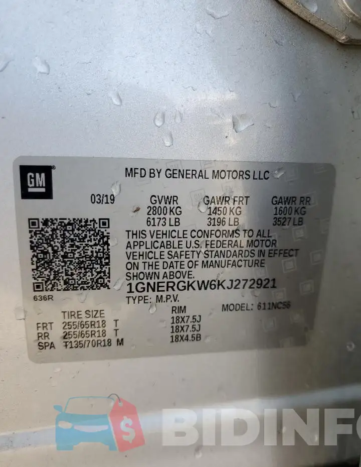 1GNERGKW6KJ272921 Photo# 14