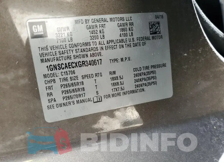 1GNSCAECXGR340617 Photo# 12