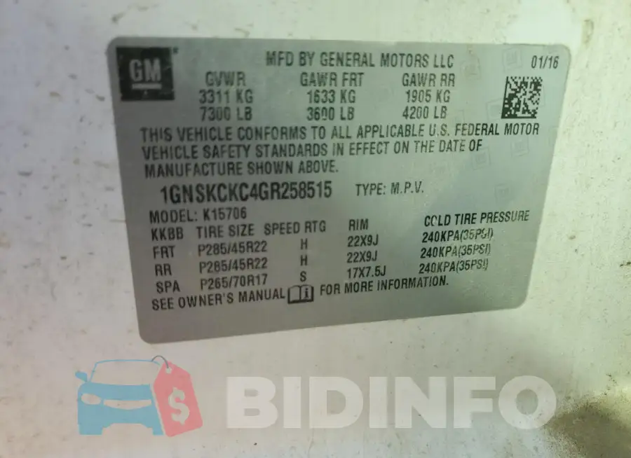 1GNSKCKC4GR258515 Photo# 13