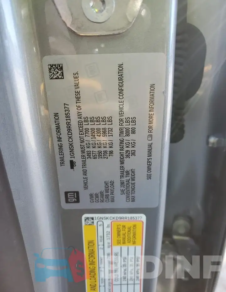 1GNSKCKD9RR185377 Photo# 13