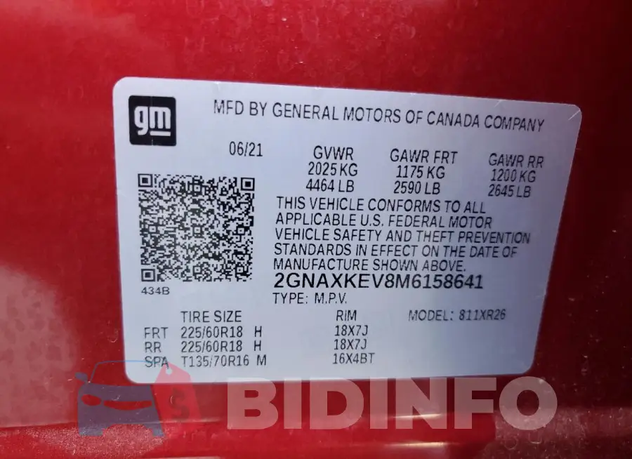 2GNAXKEV8M6158641 Photo# 13